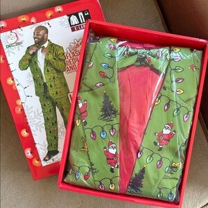Brand New Dec 25th Men's Holiday 3-Piece LED Light Up Suit Set Christmas Green